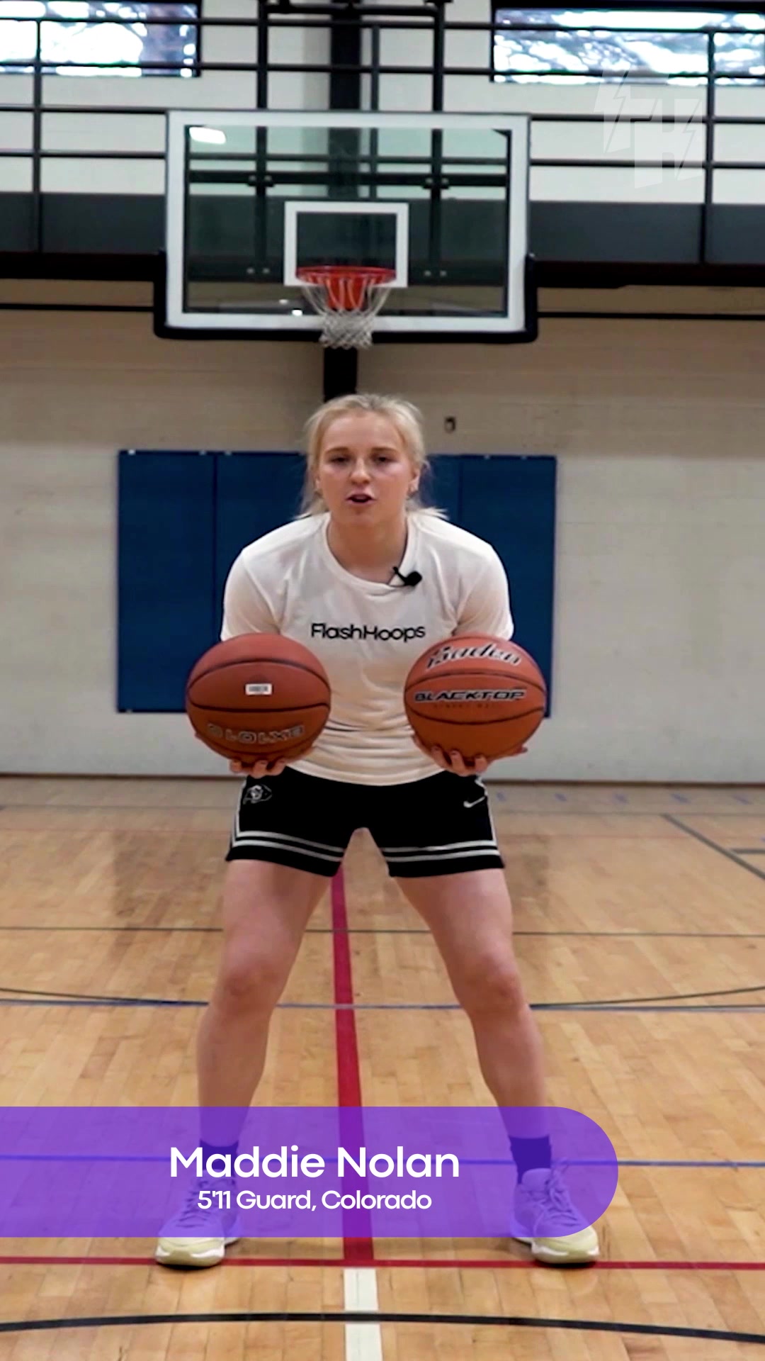Lower third showing Maddie Nolan, 5'11 Guard, Colorado