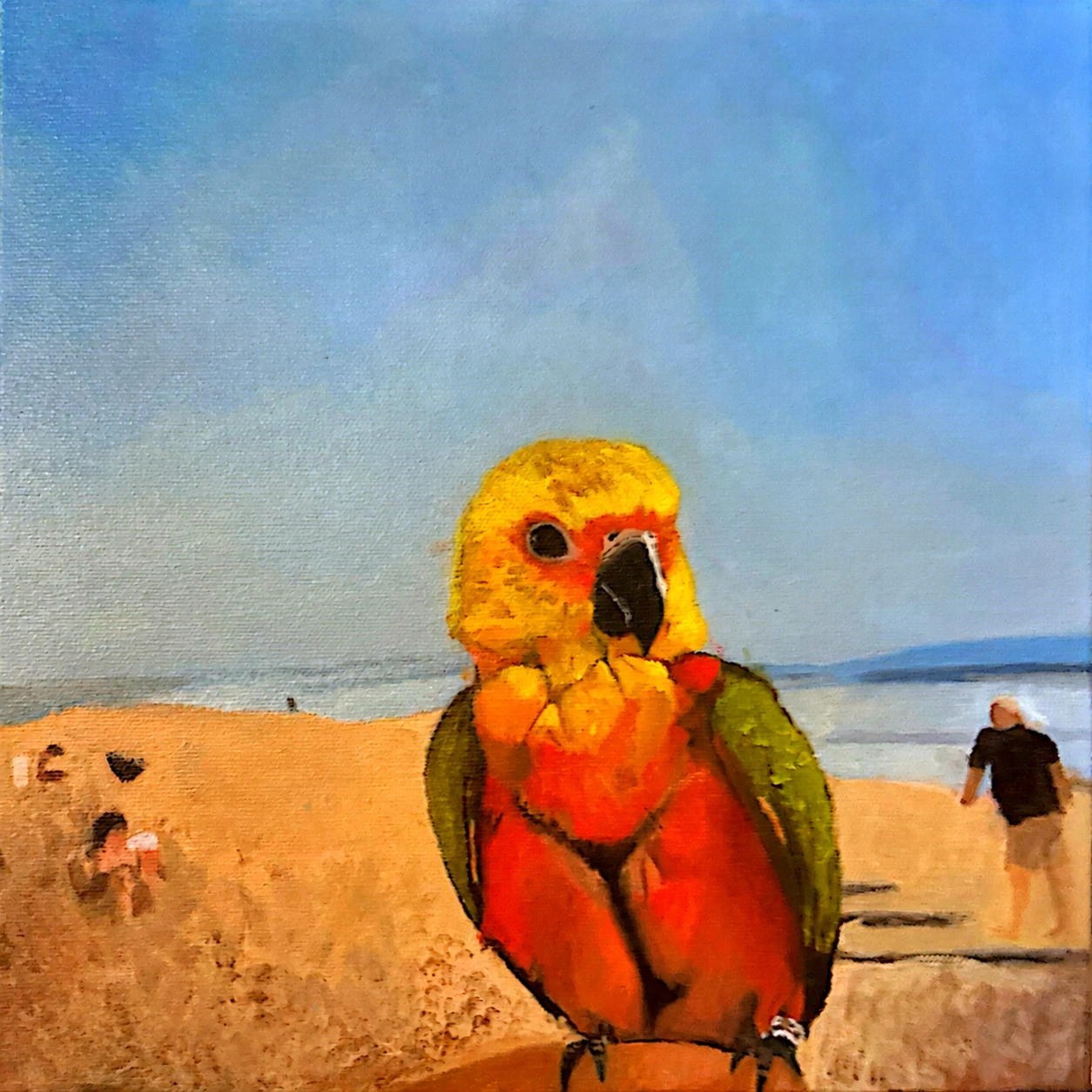 A bird at the beach — painting by Nadia Shenasi