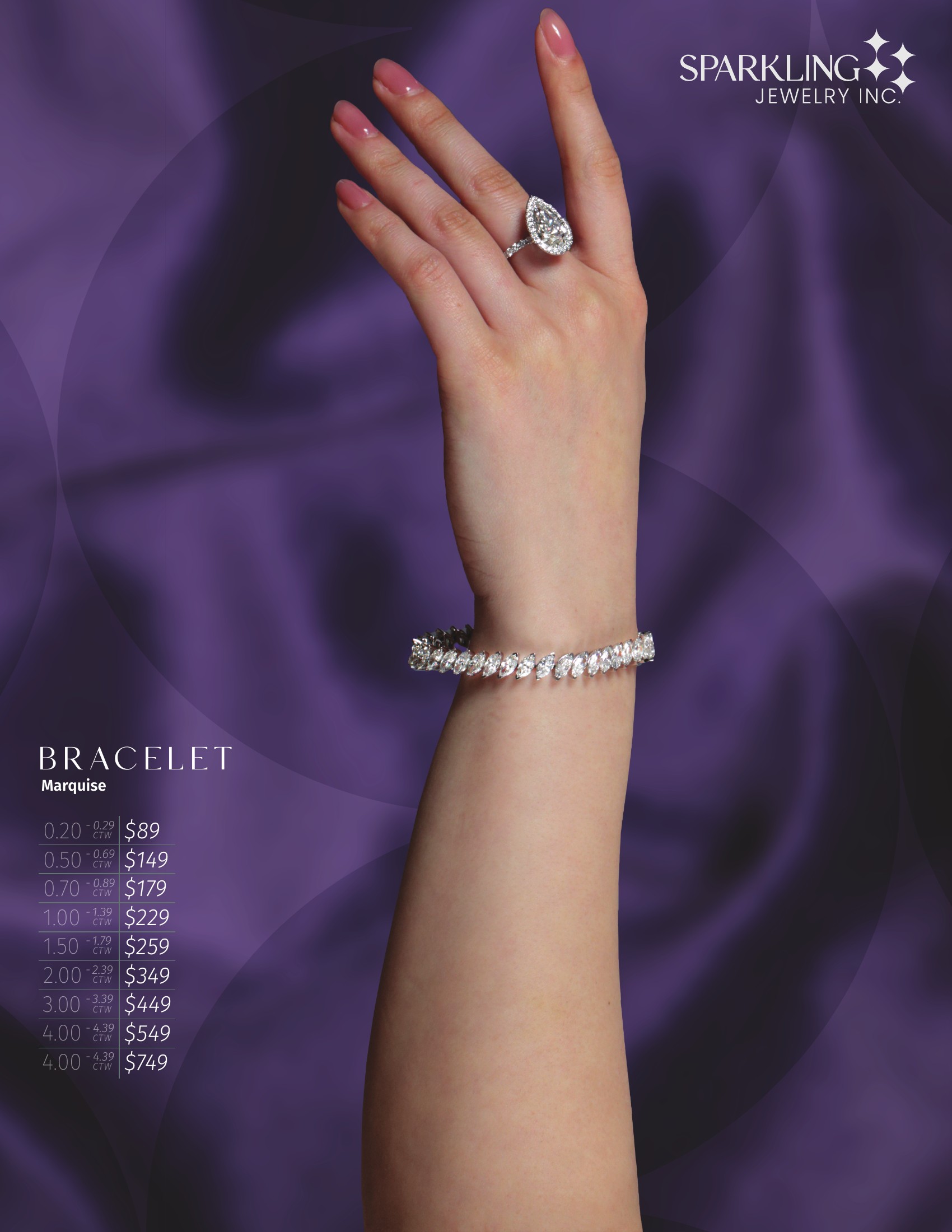 Sparkling Jewelry bracelet catalogue page with pricing